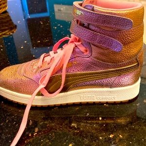 Puma mid high top. Very glitz and iridescent pal maube Rose Gold size 8.
